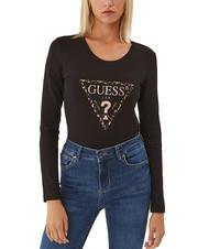 GUESS LEO TRIANGLE T-shirt stretch logo triangolo jetbla - T-shirt e Top Donna - 1
