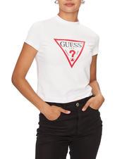 GUESS TRIANGLE STRASS T-shirt stretch logo con strass purwhite - T-shirt e Top Donna - 1