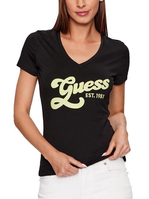 GUESS LOGO SUEDE T-shirt con logo in suede jetbla - T-shirt e Top Donna