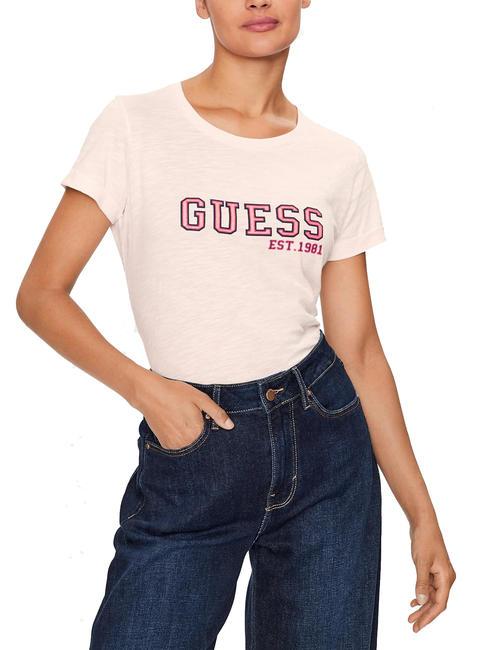GUESS COLLEGE T-shirt logo frontale low key pink - T-shirt e Top Donna