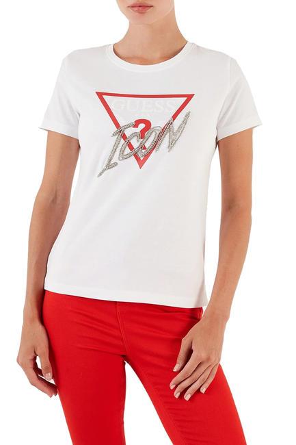 GUESS ICON T-shirt girocollo con paillettes purwhite - T-shirt e Top Donna