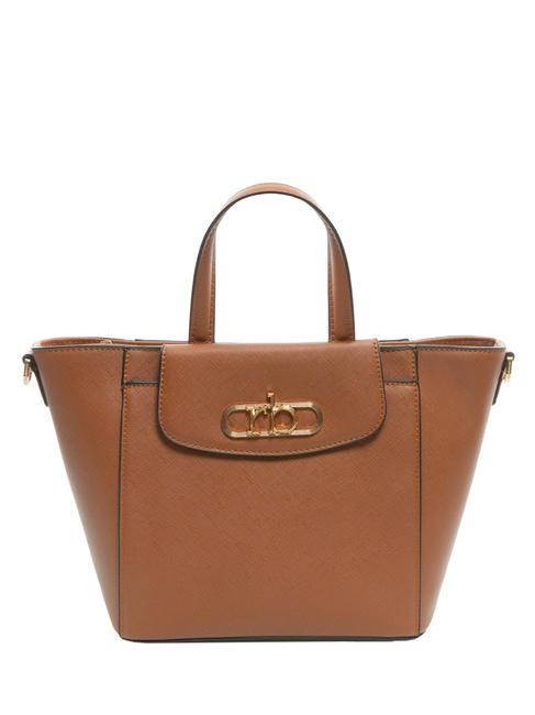 ROCCOBAROCCO LUCE Tote bag con tracolla e logo in metallo tan - Borse Donna
