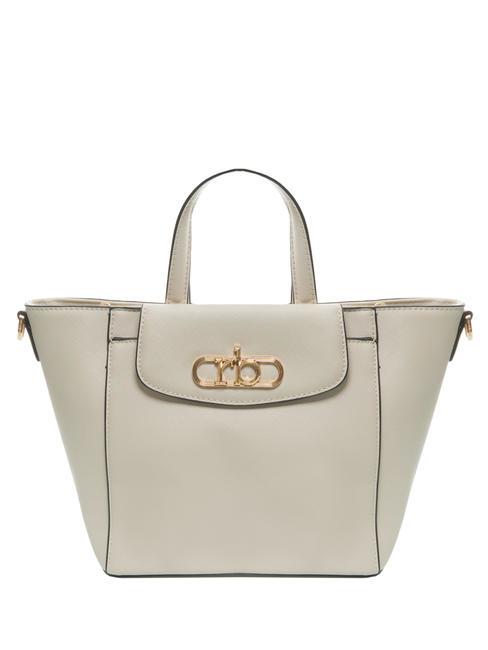 ROCCOBAROCCO LUCE Tote bag con tracolla e logo in metallo off white - Borse Donna