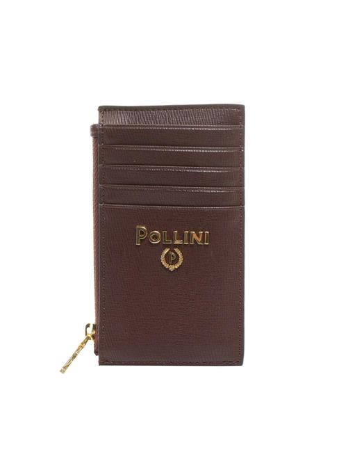 POLLINI GRAINED Porta carte piatto con zip Bordeaux - Portafogli Donna