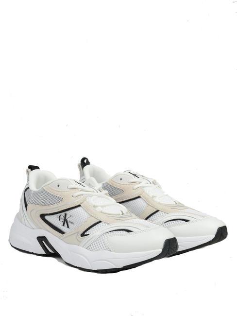 CALVIN KLEIN CK JEANS Retro Tennis Sneakers in pelle bright white/black - Scarpe Uomo