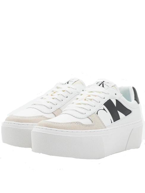 CALVIN KLEIN CK JEANS Cupsole Sneakers in pelle bright white/black/creamy white - Scarpe Donna