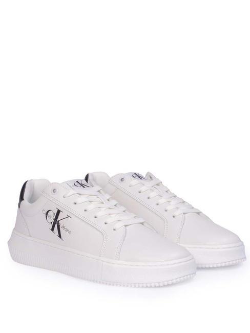 CALVIN KLEIN CK JEANS  Chunky Cupsole Sneakers in pelle bright white/black - Scarpe Donna