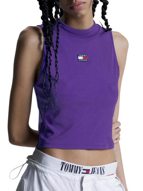 TOMMY HILFIGER TOMMY JEANS Crop badge Top in poliestere riciclato college purple - T-shirt e Top Donna