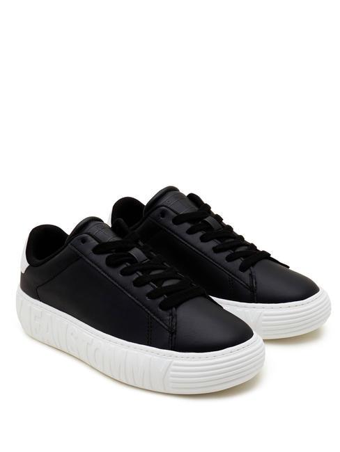 TOMMY HILFIGER TOMMY JEANS Leather Cupsole Sneakers in pelle NERO - Scarpe Donna