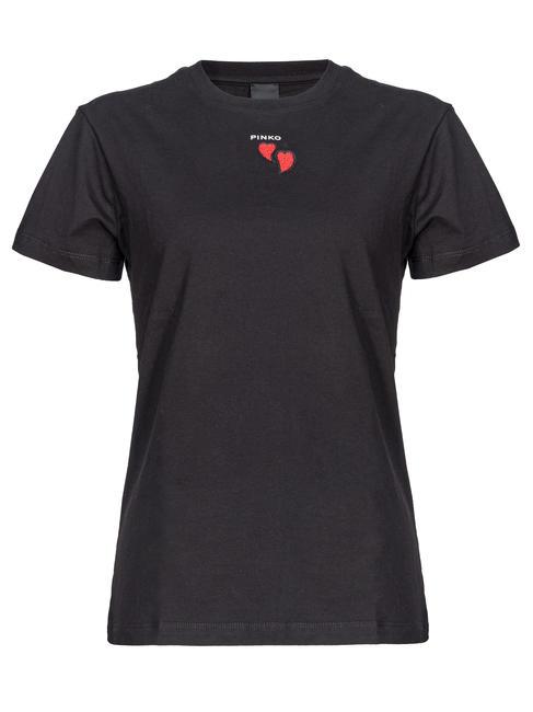 PINKO TRAPANI T-shirt in jersey con cuori perline nero limousine - T-shirt e Top Donna