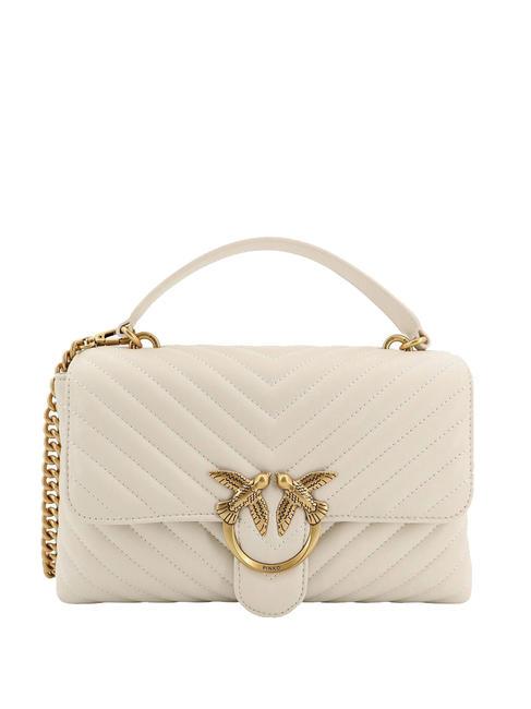 PINKO CLASSIC LADY LOVE BAG Borsa puff chevron bianco seta-antique gold - Borse Donna