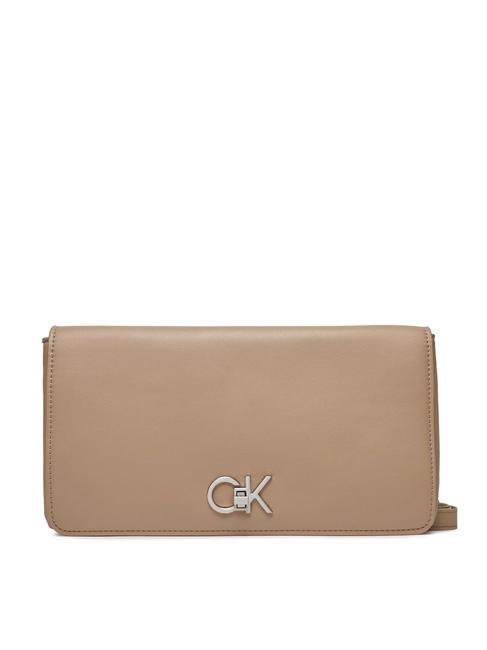 CALVIN KLEIN RE-LOCK DOUBLE GUSETTE Pochette a tracolla silver mink - Borse Donna