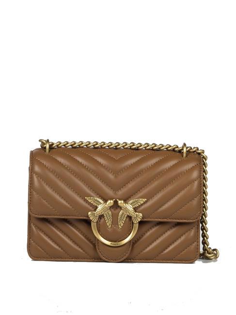 Pinko borsa Love Bag One Mini Slouchy in pelle grigio perla argento