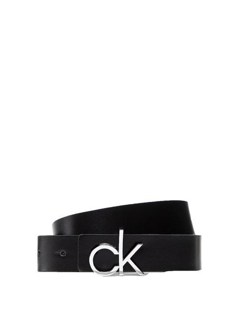 CALVIN KLEIN RE-LOCK Cintura reversibile in pelle ck black/ dk ecru - Cinture