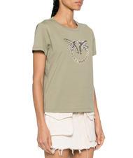 PINKO QUENTIN T-shirt con applicazione gioiello verde vertiver - T-shirt e Top Donna - 1