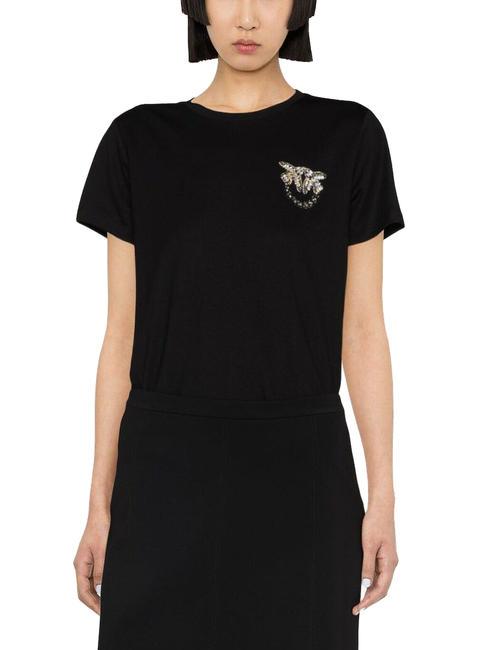 PINKO NAMBRONE T-shirt con applicazione gioiello nero limousine - T-shirt e Top Donna