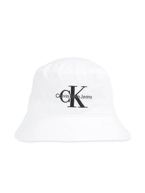 CALVIN KLEIN CK JEANS MONOGRAM BUCKET Cappello in cotone ck white - Cappelli