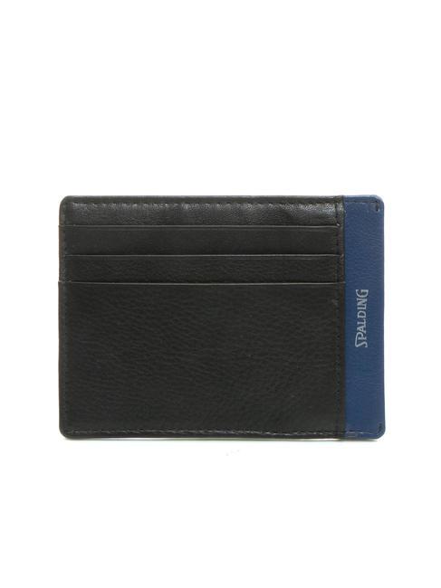 SPALDING STRIPE Porta carte di credito in pelle black/navy - Portafogli Uomo
