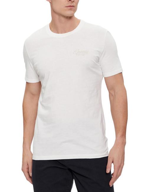 GUESS TRIANGLE ITALIS T-shirt in cotone salt white - T-shirt Uomo