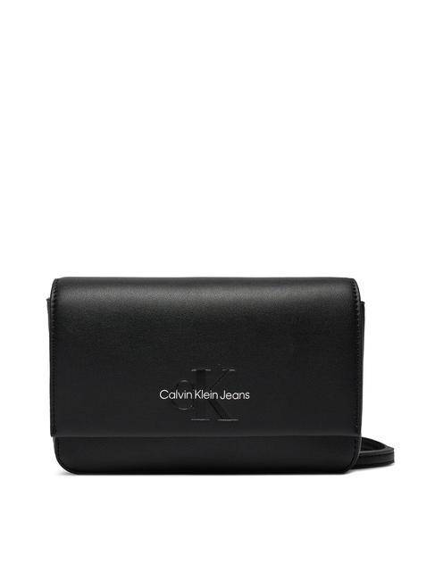 CALVIN KLEIN CK JEANS SCULPTED Pochette portafoglio a tracolla black/metallic logo - Portafogli Donna