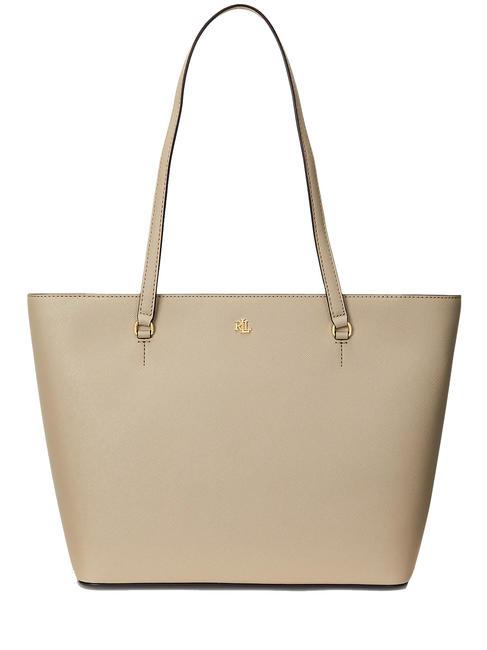 RALPH LAUREN KARLY Shopping Bag in pelle light beige - Borse Donna