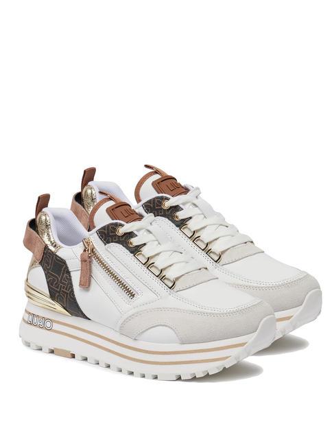 LIUJO MAXI WONDER 72 Sneakers platform con zip white/brown - Scarpe Donna