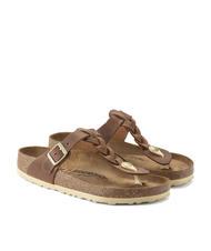 BIRKENSTOCK GIZEH Ciabatta infradito in pelle cognac - Scarpe Unisex - 1
