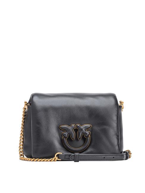 PINKO LOVE CLICK PUFF Borsa mini in pelle a tracolla nero limousine block color - Borse Donna