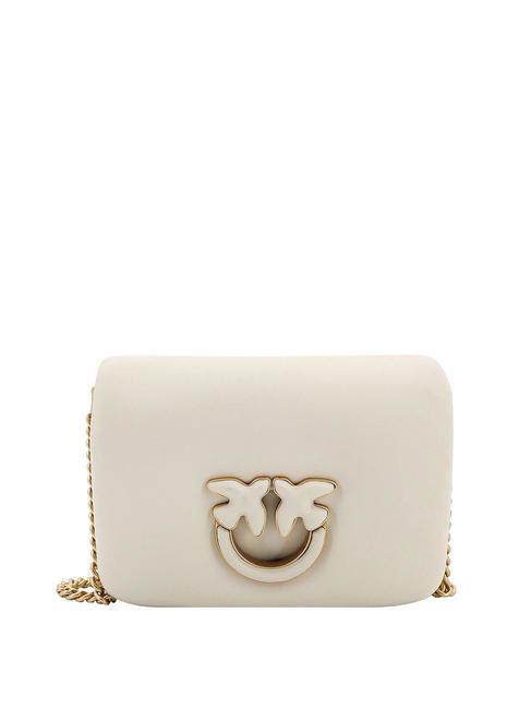 PINKO LOVE CLICK PUFF Borsa mini in pelle a tracolla bianco + bianco-block color - Borse Donna