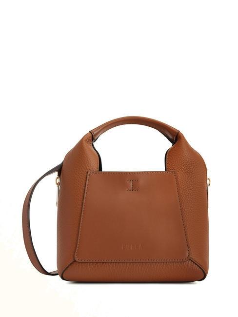 FURLA GILDA Borsamini in pelle con tracolla cognac/nero - Borse Donna
