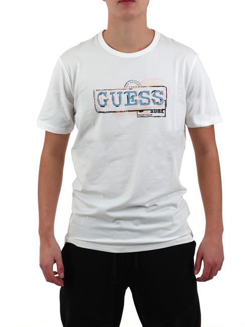 GUESS BOX T-shirt in cotone elasticizzato purwhite - T-shirt Uomo