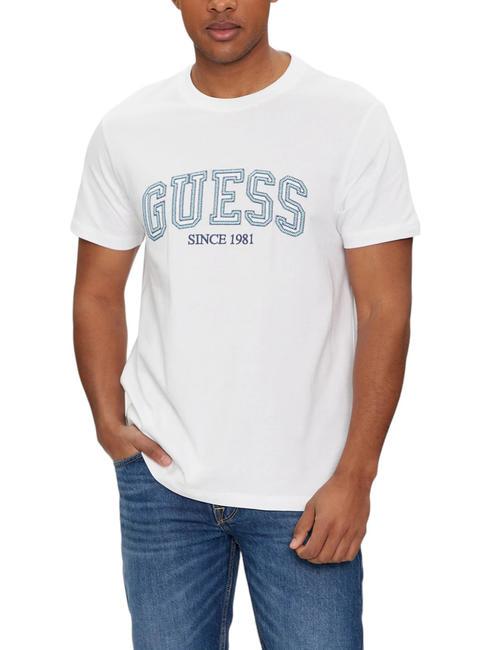 GUESS COLLEGE T-shirt in cotone purwhite - T-shirt Uomo
