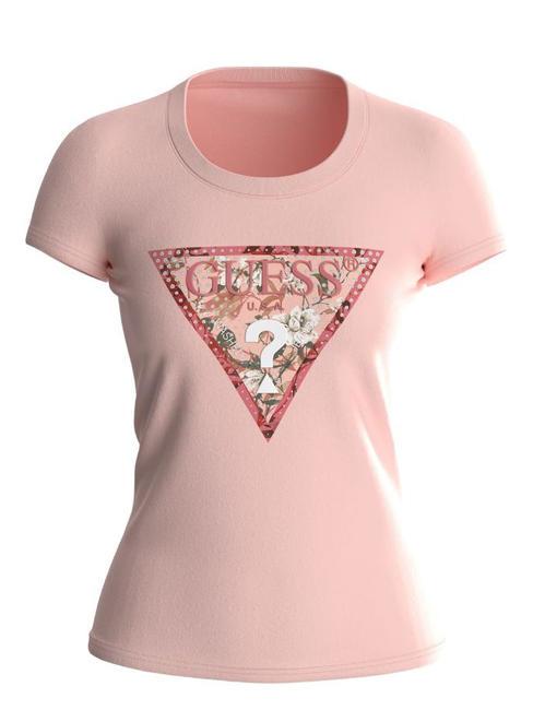 GUESS SATIN T-shirt in cotone stretch wanna be pink - T-shirt e Top Donna