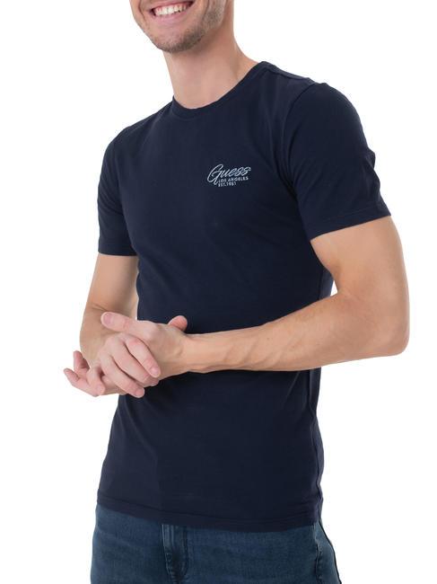 GUESS TRIANGLE ITALIS T-shirt in cotone smartblue - T-shirt Uomo