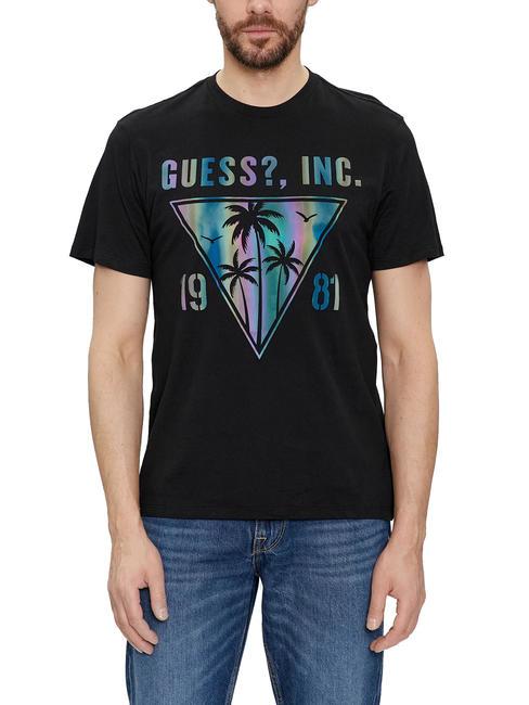 GUESS PALMS T-shirt in cotone jetbla - T-shirt Uomo