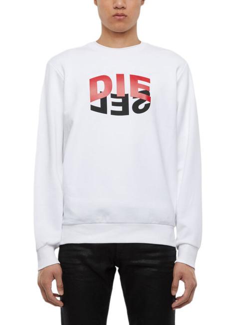 DIESEL S-GIRK Felpa girocollo in cotone white - Felpe Uomo