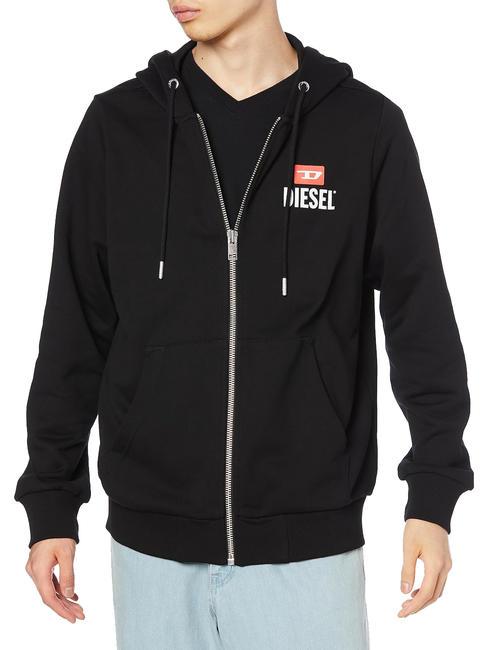 DIESEL S-GIRK Felpa full zip con cappuccio black - Felpe Uomo