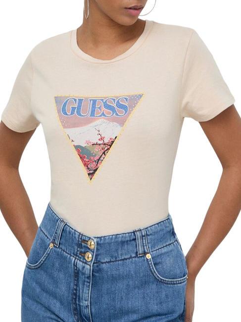 GUESS FUJI EASY  T-Shirt in cotone calm sands multi - T-shirt e Top Donna