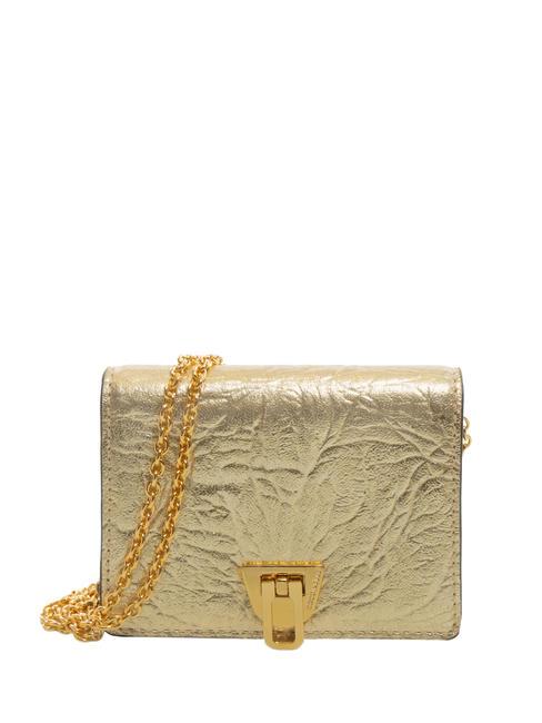 COCCINELLE BEAT LAMINATED MOIRE Mini bag portafoglio in pelle laminata golden - Portafogli Donna