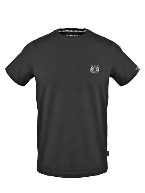 AQUASCUTUM STEMMA LOGO T-shirt in cotone black - T-shirt Uomo