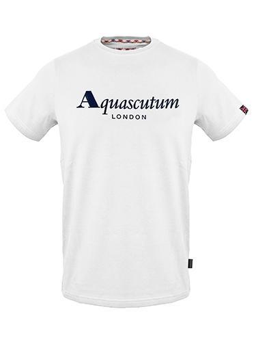 AQUASCUTUM MAXI LOGO T-shirt in cotone white - T-shirt Uomo