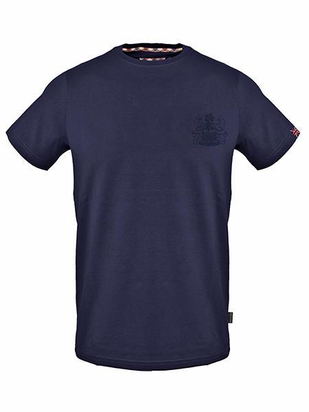 AQUASCUTUM TONAL ALDIS LOGO T-shirt in cotone navy - T-shirt Uomo