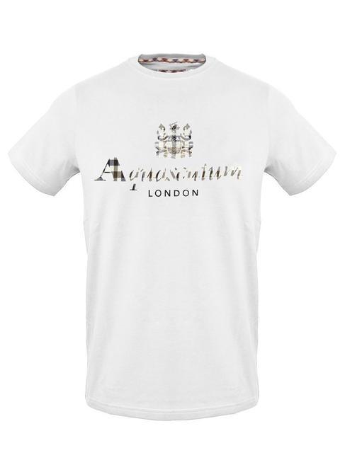 AQUASCUTUM MAXI LOGO PRINT T-shirt in cotone white - T-shirt Uomo