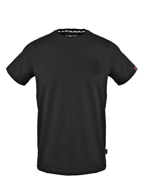 AQUASCUTUM TONAL ALDIS LOGO T-shirt in cotone black - T-shirt Uomo
