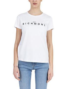 JOHN RICHMOND MARTIS T-shirt in cotone white/blk - T-shirt e Top Donna