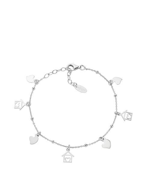 AMEN COCCOLE Bracciale con charms cuori e casette rodio - Bracciali Donna