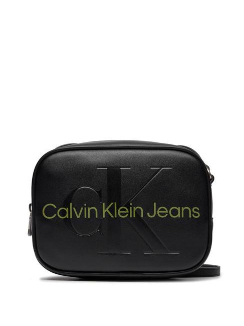 CALVIN KLEIN CK JEANS SCULPTED MONO Camera bag a tracolla black/sharp green - Borse Donna