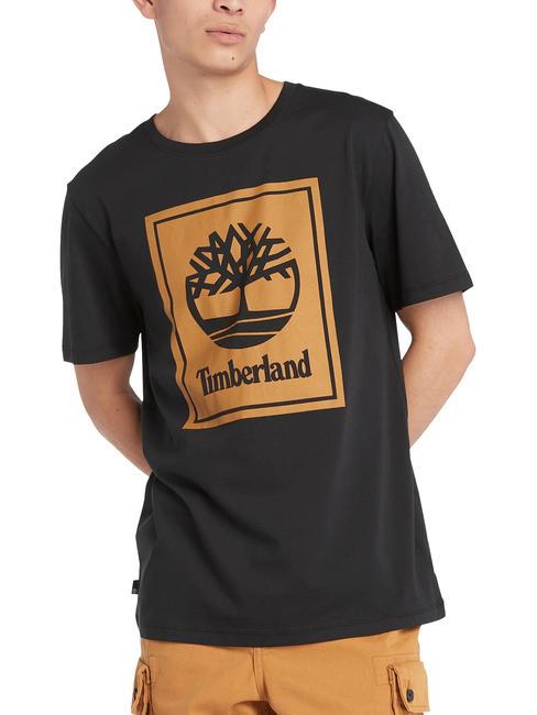 TIMBERLAND STACK LOGO T-shirt in cotone black/wheat boot - T-shirt Uomo