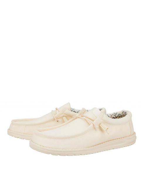 HEY DUDE WALLY CANVAS M Mocassini easy-on in tela stone white - Scarpe Uomo