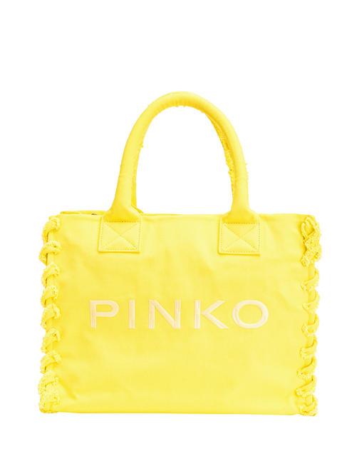 PINKO BEACH Borsa shopping in canvas riciclato giallo sole-antique gold - Borse Donna